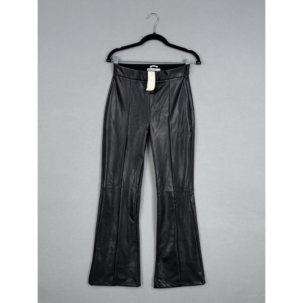 Abercrombie & Fitch Pants Womens Small Black Faux Leather Flare Vegan High Rise
